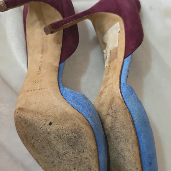 Manolo Blahnik Tayler Suede Heels - Purple, Blue, - Picture 7 of 10